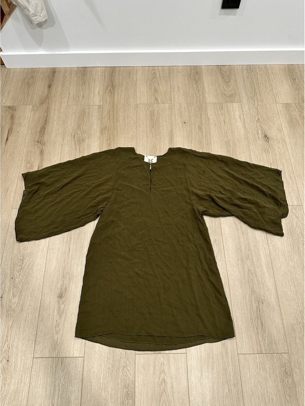 Figue Olive Green Silk Mini Dress Size Medium